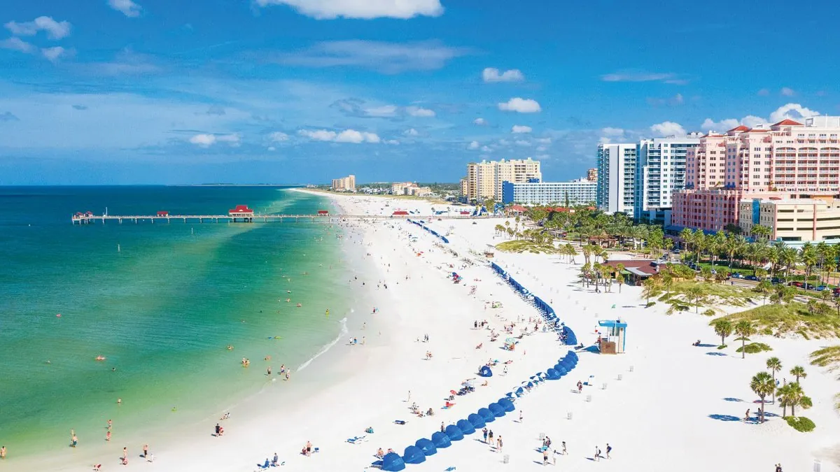 Clearwater beach seen from above