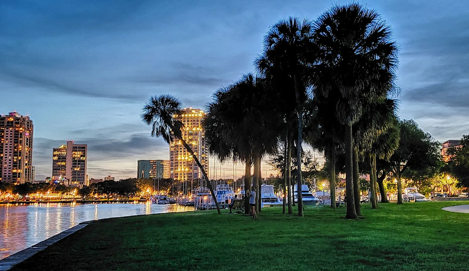 St. Petersburg waterfront park at dusk